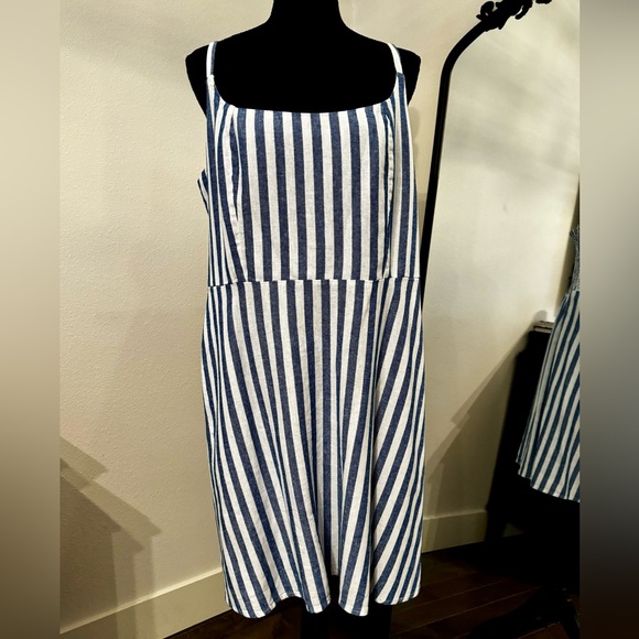 Old Navy Linen Blue White Stripe Mini Sundress XL - Picture 3 of 7